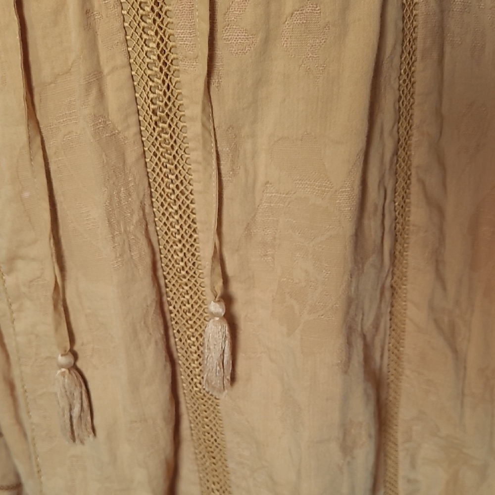 Mustard Yellow Size XXL/20 Popover Tunic Puffed Sleeve Cotton Blend - Picture 5 of 10